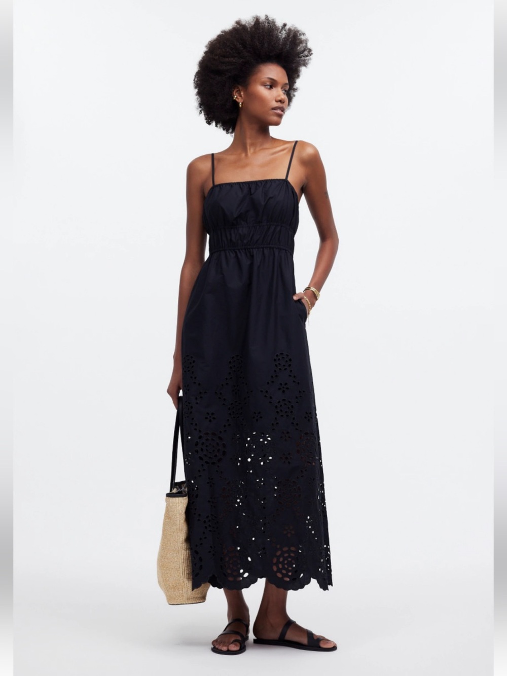 Madewell Embroidered Tank Mid dress in poplin